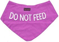 DO NOT FEED Purple Dog Bandana Quality Personalised Embroidered Message. Neck Scarf Fashion Accessory. PREVENTS Accidents By Warning Others Of Your Dog In Advance