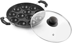 Sahishnu Online & Marketing Appam Pan, Appam Patra, Appam Maker, 12 Pits Appam Maker with Glass Lid