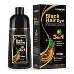 Black Hair Dye Shampoo for Women and Men, Hair Colour Shampoo for Grey Hair, 3-in-1 Herbal Hair Dye Shampoo, Semi-Permanent, Natural Plant Ingredients, 500ml