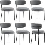 SNUGWAY Boucle Dining Chairs Upholstered Round Mid Century Modern with Curved Backrest Metal Legs for Kitchen Dining Room, Vanity, Living Room