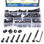 Glarks 192Pcs M6x20/30/40/50/60/70/80mm Baby Bed Crib Screws Bolts Hex Socket Head Cap Screw with Barrel Nuts, Threaded Insert Nuts, T-Nut, Flange Nut and Allen Wrench for Wood, Cabinetry, Furniture