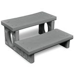 vidaXL Aesthetic Grey Spa Steps, Accessory for Hot Tubs, Reversible Treads Suitable for both Round & Square Spas, Non-Skid, Lightweight & Durable Plastic Construction