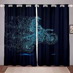 Erosebridal Kids Dirt Bike Window Curtains, Motocross Rider Curtains, Motorbike Sport Window Treatments Curtains for Boys Girls Teens, Motorcycle Extreme Sport Window Drapes 2 Panel Set 84"X63"