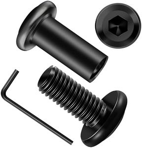 Mywish M6 x 16mm 20Set Flat Head Hex Socket Cap Screws Bolts with Barrel Nuts, 304 Stainless Steel Furniture Bolts Full Thread, Black Oxide & Hex Spanner