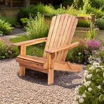 Ptsuker Folding Adirondack Chair For Relaxing Garden Chair Outdoor, Stackable, Arm Rest, Ergonomic, Wooden Accent Furniture Lounge Chairs for Garden, Patio, Backyard Deck