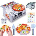 Koolbitz Wooden Pizza Making Playset for Kids – Pretend Pizza Oven Set with Cutting Board, Toppings, Money, and Menu – Interactive Pizza Shop Role-Play for Boys and Girls – Educational Toy Kitchen Set