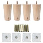 Sourcingmap 4 Inch Round Solid Wood Furniture Legs Sofa Couch Chair Table Desk Closet Cabinet Feet Replacement Adjuster Set of 4