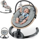 Electric Baby Swings for Infants, Bluetooth Infant Swing with Music Speaker, 3 Seat Positions, 5 Speeds and Remote Control for Newborn Boy Girl, Indoor & Outdoor Use, Black