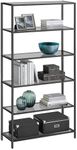 VASAGLE Bookcase, 6-Tier Bookshelf, Slim Shelving Unit for Bedroom, Bathroom, Home Office, Tempered Glass, Steel Frame, Ink Black and Slate Gray ULGT503G01