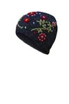 Pachamama Women Wool Beanie Hat Handknitted Flower Embroidery Multicoloured One Size Handmade Extra Warm