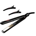 MHU Professional Titanium Hair Straightener 1 Inch Hair Flat Iron Negative Ionic Technology Straightening Iron Plus 2 x Salon Clips