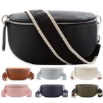 Dostany Black Fanny Pack Women Crossbody Bag, Cross Body Bag for Women, Mini Leather Everywhere Purse Belt Bag, Waist Bum Bag, Lulu Dupes Sling Bag for Women