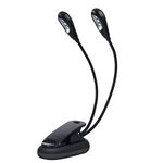 Clip On LED Light Music Stand Book Reading Mini Double Adjustable Arms Portable Lights Lamp (6 Beads)