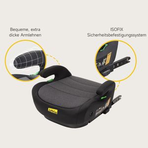 Jovikids ISOFIX Car Booster Seat, i-Size R129, 125-150cm, Black