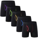 DODOMIAN Mens Boxer Shorts 5 Pack No Ride-up Cotton Trunks Underwear Open Fly with Pouch