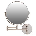 OVENTE 9" Wall Mounted Makeup Mirror with 1X/7X Magnification, Double Sided Magnifying Round Bathroom Vanity Mirror, 360° Swivel Design, Extendable and Folding Arm, Nickel Brushed MNLFW90BR1X7X