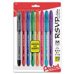 Pentel R.S.V.P. Ballpoint Pen, Medium Point, Assorted Ink Colors, 8 Pack (BK91CRBP8M)