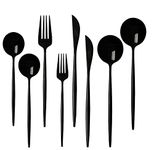 STAR WORK Black Flatware Stainless Steel Forks and Spoons Silverware for Home,Kitchen,Restaurant Hotel,Matte Black Kitchen Utensils Satin Finished Polished/Dishwasher Safe (Pack of 8)