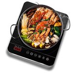 Aobosi Single Induction Hob,Portable Induction Cooker,Fashion Black Crystal Glass Panel,LCD Sensor Touch, 10 Temperatures and Power Levels(200 W to 2000 W) Settings,3-hour Timer,Safety Lock