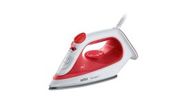 Braun TexStyle 1 SI1019RD, Steam Iron, Non-Stick Coating, Thermostat, 25g/min in Turbo Mode, 220ml Water Tank, 1900W, Red/White