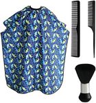 Kids Haircut Cape and Neck Duster Brush Hair Comb Set Professional Barber Hairbrush and Children Dolphin Hairdresser Apron with Adjustable Snap Closure Extra Long Cape 47x39 inch