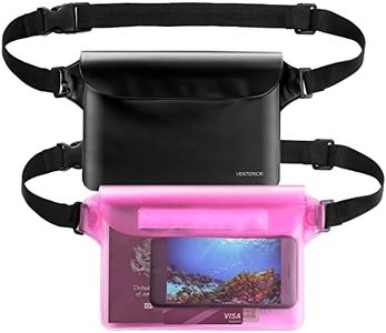 Waterproof Waist Pouch 2-Pack | Beach Accessories Waterproof Fanny Pack Dry Bag for Swimming Snorkeling Sailing Kayaking Pool Water Parks | Keep Your Phone Wallet Safe and Dry (Black & Pink)