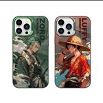 Generic Clear Case For iPhone 15 Pro Max Anime One Piece - Luffy Monkey D and Zoro Roronoa, Clear Case Protective Plating Lens Cover (Luffy Monkey D)