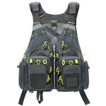 Gonex Fly Fishing Vest for Men and Women, Comfortable Adjustable Fishing Vest with Multi-Pockets Reflective Stripes for Gears in Fly Fishing, Fishpond Trout Fishing, Kayak Fishing, Grey+Yellow