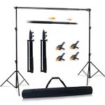 Photo Studio Background Support System, 10 'x10' Adjustable Background Holder, Tote Bag with Background Clip for Portrait and Studio Photography