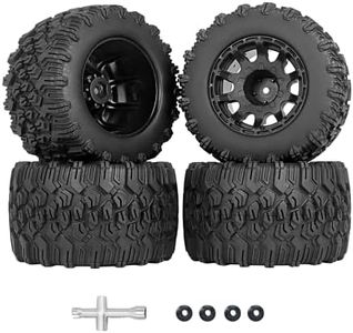 RC Station 12mm Hex RC Wheels and Tires 2.8 RC Tires 1/10 Scale RC Truck Tires Wheels for Traxxas Rustler Stampede Hoss 2wd 4x4 vxl Tires Wheels Arrma Redcat RIAARIO AMORIL Tires Wheels Preglued 4PCS