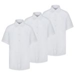 Trutex Basics 3 Pack White Short Sleeve School Shirts Boys (7-16+ Years). Regular Fit White Shirts for Boys, Easy Iron Boys White Shirts, Button Down White Shirt Boys - Genuine School Uniform