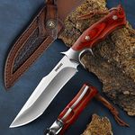 Omesio Fixed Blade Knife with Sheath, Survival Knife M390 Steel, Fulltang 60±1 HRC, EDC Fixed Blade hunting knife, Knives for Men, Wood Handle