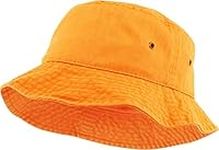 KBETHOS Unisex Washed Cotton Bucket Hat Summer Outdoor Cap, Orange, Large-X-Large