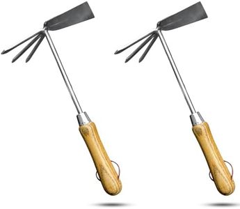 Garden Guru Eco Hand Cultivator Hoe Tiller Tool - 100% Recycled Stainless Steel - Rust Resistant - FSC Certified Wood Ergonomic Handle -Great for Gardening Cultivating Loosening Weeding (2 Pack)
