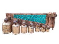 onlinecraft Iron Wall dorr Bell Nice Sound 7pc Bell in Mango Wood Carving Part