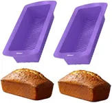 Bakerpan Set of 2 Silicone Bread Loaf Pan for Baking, 9 Inch Silicone Baking Mold, Loaf Pan for Baking Bread, Cake Mold, Meatloaf Pan, Purple