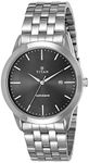 Titan Neo Workwear Mens Quartz Analog Watch - Silver Metal Strap - Black Metal Face