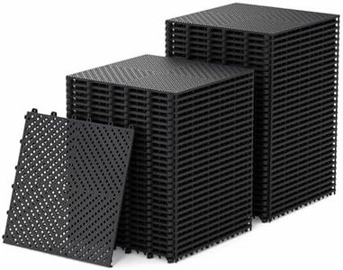 Jocoevol 60-Pcs Interlocking Tile, Indoor/Outdoor Drainage Interlocking Floor Tiles 11.8" x 11.8", Anti-Slip Waterproof Soft PVC Splicing Flooring Tile for Garage Patio Pool Bathroom, Black