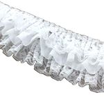 5 Yards 3-3/4" Wide Pleated Lace Trims for Cloth Sewing DIY Craft Supply (White-5 Yards)