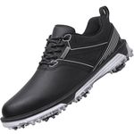 ULTIANT Men's Golf Shoes Fixed Nailless Sole Waterproof Lightweight No-Slip Walking Shoes Size7.5-14, Black, 10