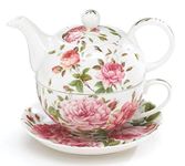 Porcelain Rose Teapot and Teacup for One