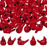 Cinnvoice 50 Pcs Mini Resin Red Cardinal Bird Figurines Tiny Cardinal Figurine Red Cardinal Decoration Cardinal Christmas Ornaments for Gift Xmas Miniature Garden Crafts Cake Topper Christmas