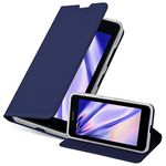 Cadorabo Book Case works with Nokia Lumia 640 in CLASSY DARK BLUE - with Magnetic Closure, Stand Function and Card Slot - Wallet Etui Cover Pouch PU Leather Flip