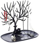 Kuber Industries Deer Tree Stand|Plastic Key Holder|Creative Sika Deer Tree Organizer for Sunglasses|Keys|Wallet (Black)