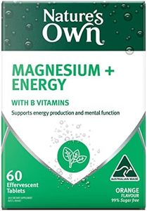 Nature's Own Magnesium Plus Energy Tablets 60 - w/ B Vitamins, Caffeine; for Energy Production, Mental and Nervous System Function, Maintains healthy Immune System function - Effervescent Orange Flavour