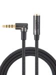 3.5mm Extension Cable, CableCreation TRRS Audio Stereo Cable Male to Female, Right Angle 3.5mm Cable Adapter Compatible with Beats, Mic, Gaming Headset, Suitable for iPhone, Tablets - 6Ft/Black