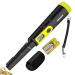 DEWINNER Metal Detector Pinpointer, IP68 Fully Waterproof Metal Detector, Portable Pinpointer Detectors with LCD Screen for Gold Coin Silver, Metal Detecting Accessories with Battery (Black)