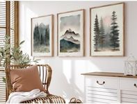 Mountain Forest Wall Art Decor Watercolor Landscape Canvas Pictures Natural Abstract Wall Art Painting Tree Forest Poster Prints Modern Artwork for Living Room Bedroom 12x16 Inch Unframed Set of 3