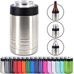 4-in-1 Stainless Steel 12 oz Double Wall Vacuum Insulated Can or Bottle Cooler Keeps Beverage Cold for Hours - Also Fits 16 oz Cans - Stainless Steel - Clear Water Home Goods