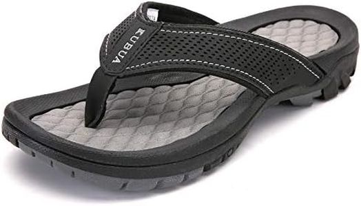 KUBUA Men's Beach Flip-Flops Water Sandals Outdoor Athletic Thong Sandal Slippers, Black, 11